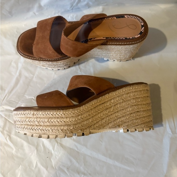 SAM EDELMAN Luca  Leather Wedge Platform Jute Sandals Womens Size 9.5 - Picture 8 of 9